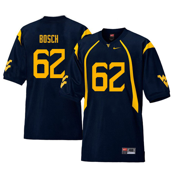 NCAA Men's Kyle Bosch West Virginia Mountaineers Navy #62 Nike Stitched Football College Retro Authentic Jersey HO23T76TN